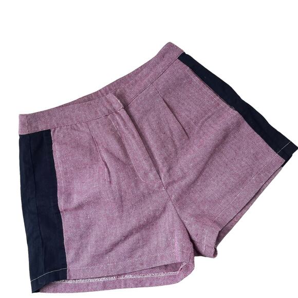 VALIJA Pleated Womens Shorts Sz Small ColorBlock Chevron High Rise 2" Red Preppy - Picture 1 of 9